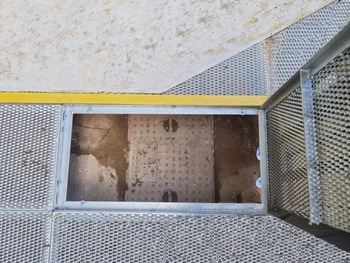 a ramp with access hatch
