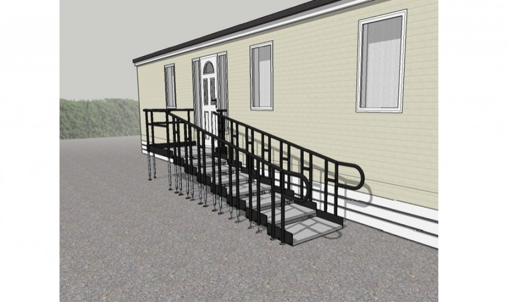 caravan step with handrail - ramp drawing