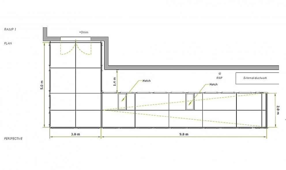 Blue ramp for Royal Cornwall Hospital drawing 2