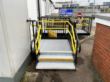 Portable steps with handrails
