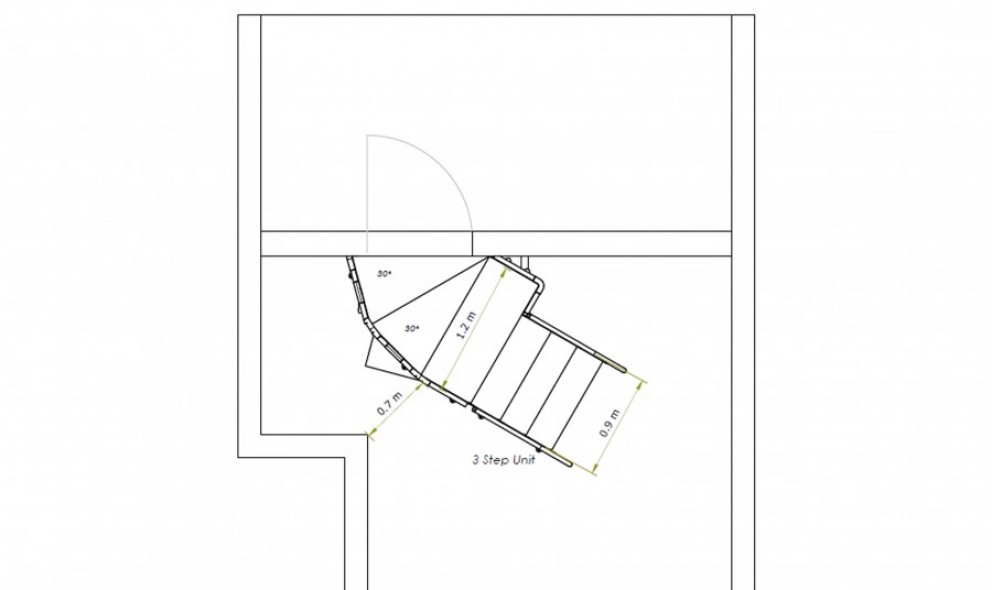 2D Step drawing, non-slip steps 