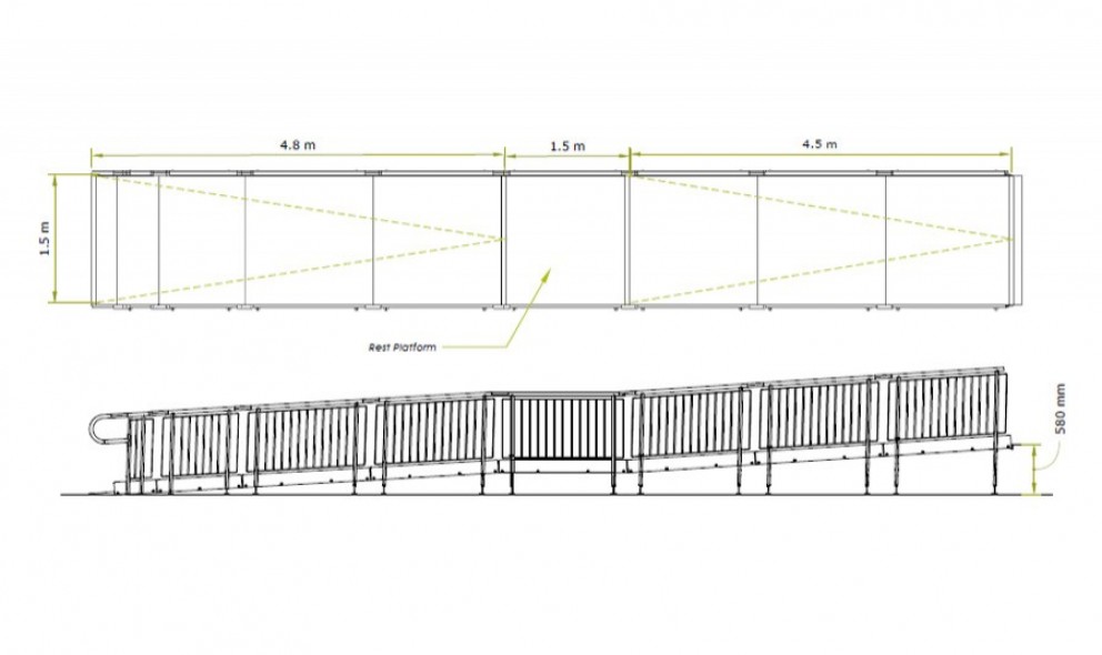 Pedestrian metal walkway drawing