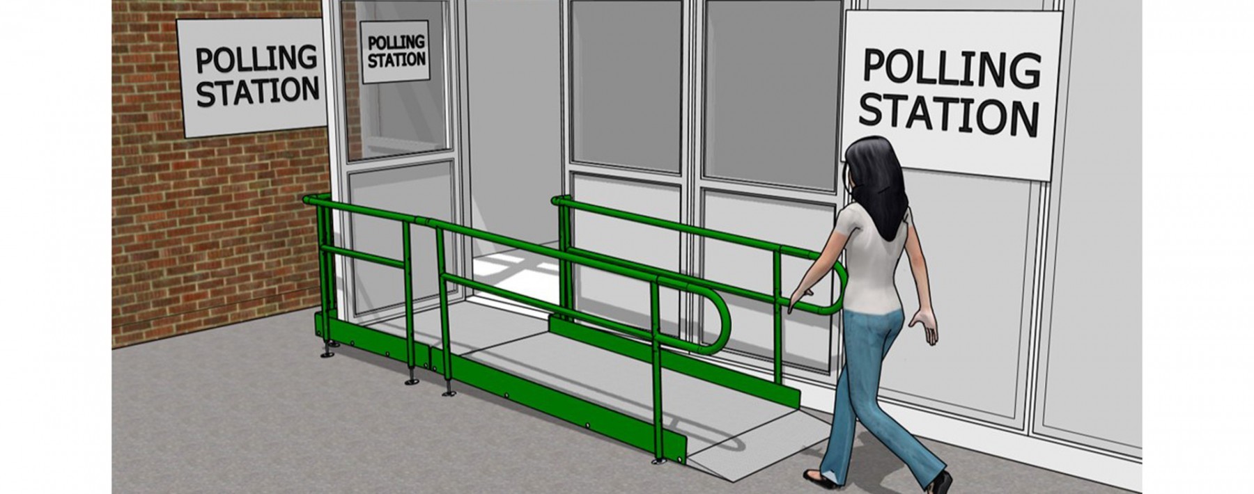 ramp to a polling station, drawing 