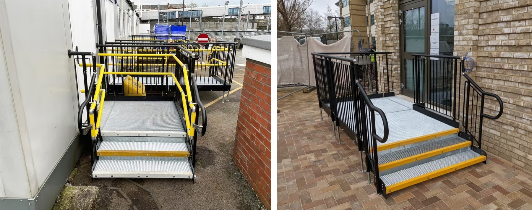 Portable steps with handrail