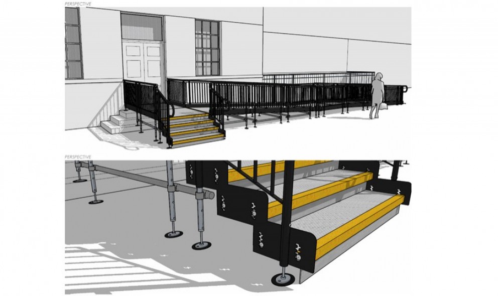 3D drawing of Ramp for Grade I listed Hospital 