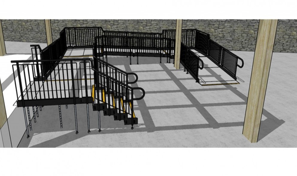 3D CAD drawing of a stage ramp 