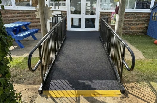 Rubber crumb surface on a ramp 