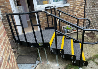 step system with handrails 