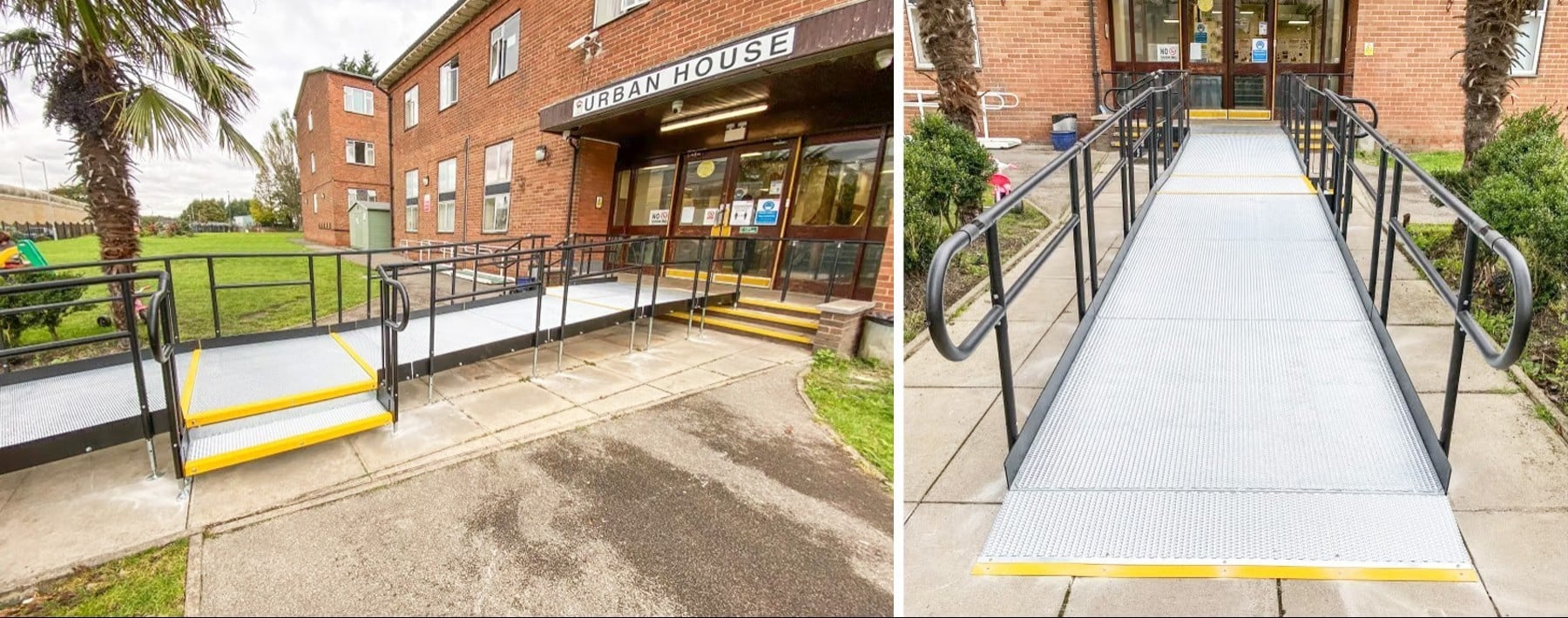 Replacing a folding wheelchair ramp