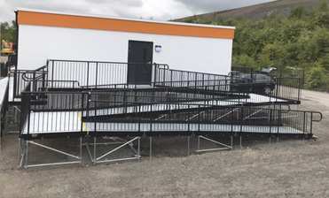 elevated walkway platform to portable building