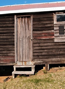 wooden front door step 